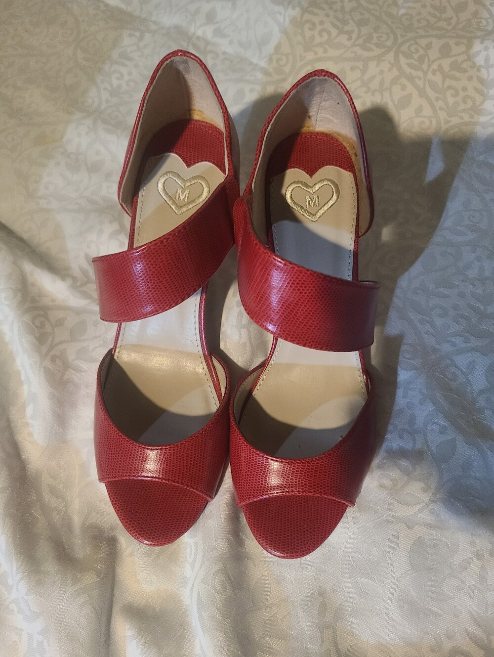 Red Women's Peep-Toe Strappy Heels